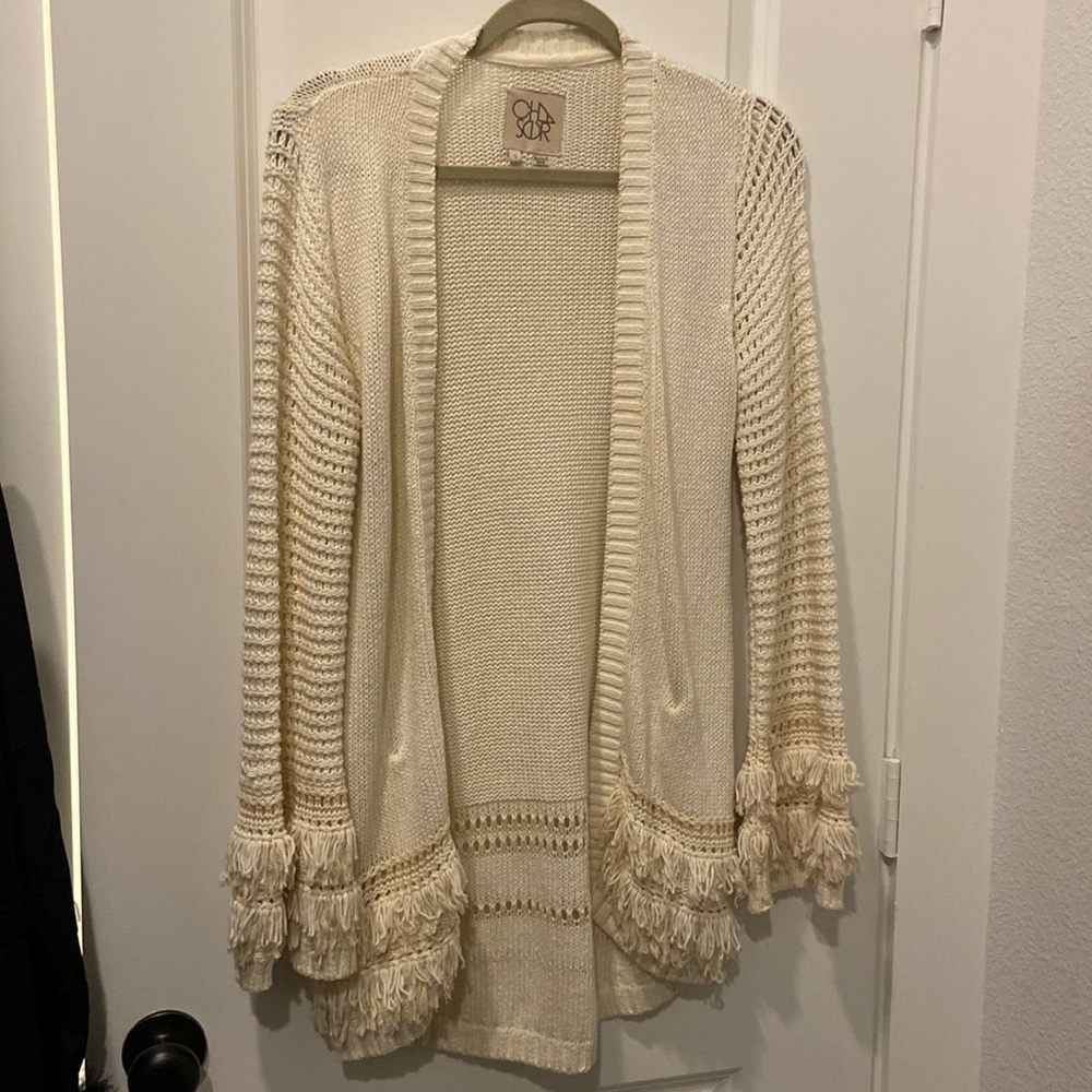 Cream fringe cardigan worn once!